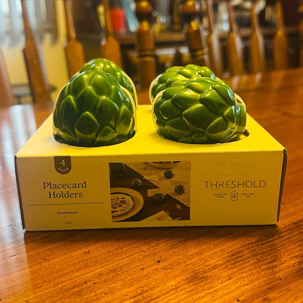 Threshold Green Stoneware Artichoke Placecard Holders Set of 4